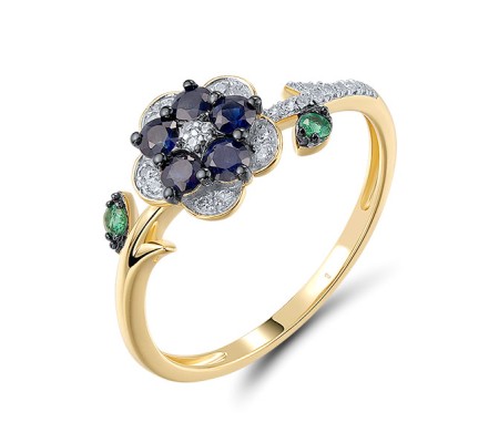 14KYWB Ring Diamond,Emerald,Blue Sapphire (R320806EMS14KYWB)