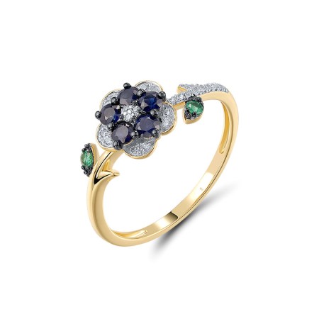 14KYWB Ring Diamond,Emerald,Blue Sapphire (R320806EMS14KYWB)