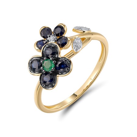 14KYWB  Emerald,Blue Sapphire Ring  (R320808EMS14KYWB)