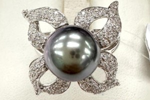 14KW Ring Diamond,South Sea Black Pearl (R320820BSP14KW)