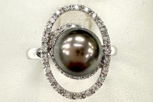 14KW Ring Diamond,South Sea Black Pearl (R320822BSP14KW)