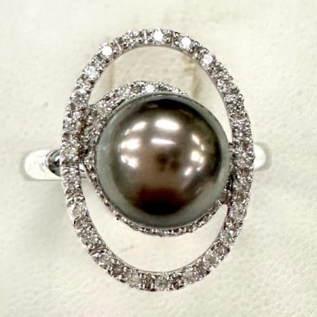 14KW Ring Diamond,South Sea Black Pearl (R320822BSP14KW)