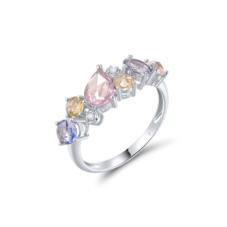 14KW Ring Blue Sapphire,Diamond,Pink Sapphire,Yellow Sapphire (R320919PSYS14KW)