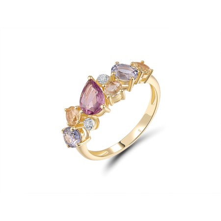 14KYW Ring Blue Sapphire,Diamond,Pink Sapphire,Yellow Sapphire (R320919PSYS14KYW)
