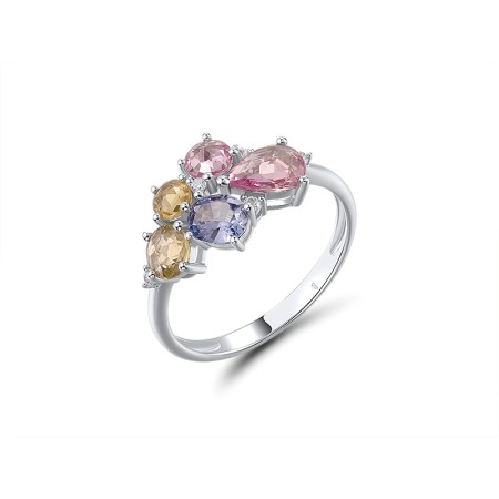 14KW Ring Blue Sapphire,Diamond,Pink Sapphire,Yellow Sapphire (R320920PSYS114KW)