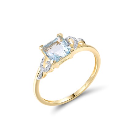 14KYW Ring Blue Topaz (Sky Blue),Diamond (R320936BKT14KYW)