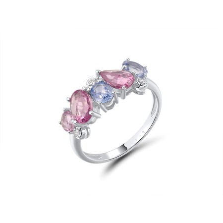 14KW Ring Blue Sapphire,Diamond,Pink Sapphire R320971PSS14KW