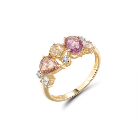 14KYW Ring Diamond,Pink Sapphire,Yellow Sapphire (R320972PYS114KYW)