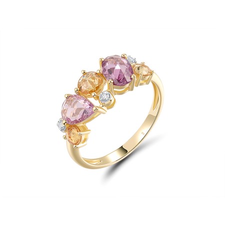 14KYW Ring Diamond,Pink Sapphire,Yellow Sapphire (R320972PYS14KYW)