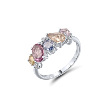 14KW Ring Blue Sapphire,Diamond,Pink Sapphire,Yellow Sapphire (R320976PSYS114KW)