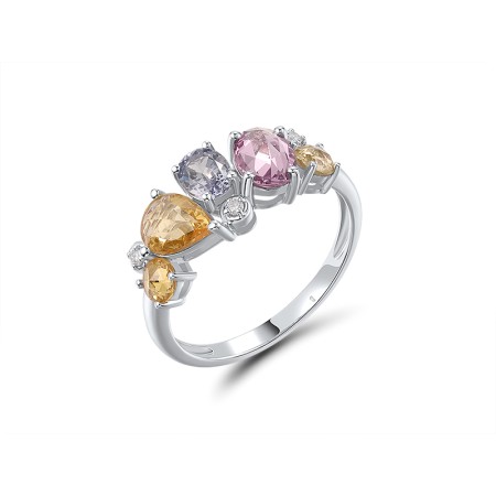 14KW Ring Blue Sapphire,Diamond,Pink Sapphire,Yellow Sapphire (R320977PSYS14KW)