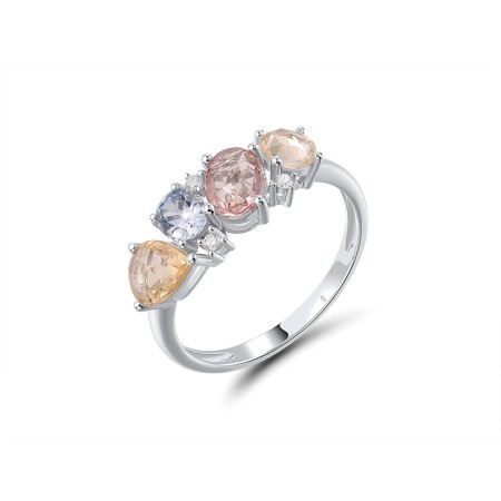 14KW Ring Blue Sapphire,Diamond,Pink Sapphire,Yellow Sapphire (R320978PSYS14KW)