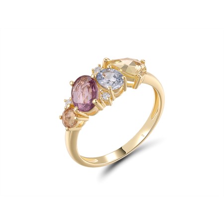 14KY Ring Blue Sapphire,Diamond,Pink Sapphire,Yellow Sapphire (R320979PSYS14KY)