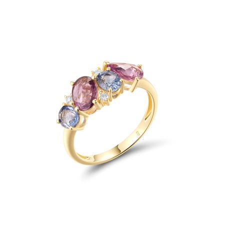 14KY Ring Blue Sapphire,Diamond,Pink Sapphire (R320980PSS14KY)