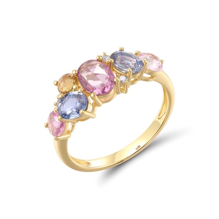 14KY Ring Blue Sapphire,Diamond,Pink Sapphire,Yellow Sapphire (R320981PSYS14KY)