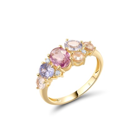  14KY Ring Blue Sapphire,Diamond,Pink Sapphire,Yellow Sapphire (R320983PSYS14KY)