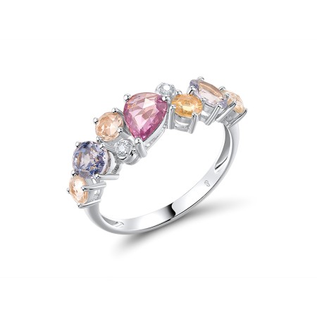 14KW Ring Blue Sapphire,Diamond,Pink Sapphire,Yellow Sapphire (R320985PSYS14KW)