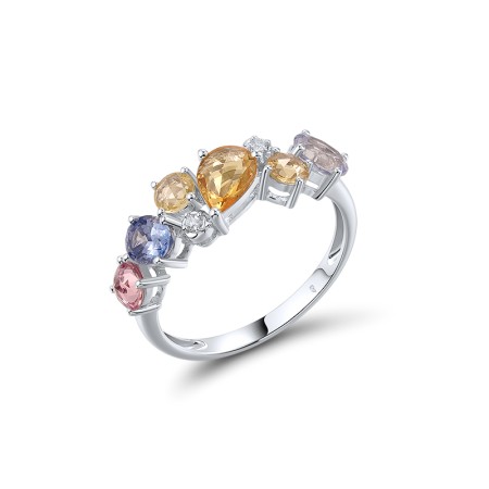 14KW Ring Blue Sapphire,Diamond,Pink Sapphire,Yellow Sapphire (R320986PSYS114KW)