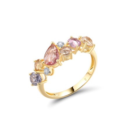 14KYW Ring Blue Sapphire,Diamond,Pink Sapphire,Yellow Sapphire (R320987PSYS14KYW)