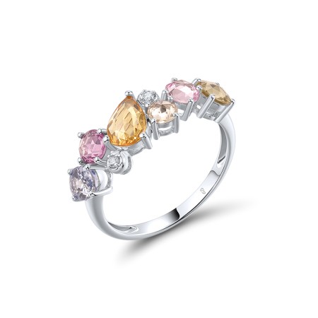 14KW Ring Blue Sapphire,Diamond,Pink Sapphire,Yellow Sapphire (R320988PSYS14KW)