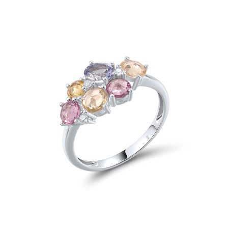 14KW Ring Blue Sapphire,Diamond,Pink Sapphire,Yellow Sapphire (R320989PSYS14KW)