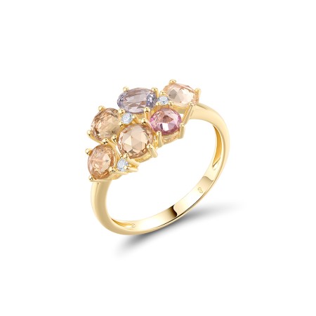 14KY Ring Blue Sapphire,Diamond,Pink Sapphire,Yellow Sapphire (R320992PSYS14KY)
