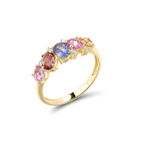 14KY Ring Blue Sapphire,Diamond,Orange Sapphire,Pink Sapphire,Yellow Sapphire (R320996MUL14KY)