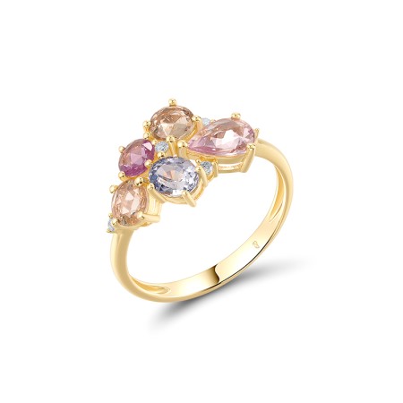 14KY Ring Blue Sapphire,Diamond,Pink Sapphire,Yellow Sapphire (R321000PSYS114KY)