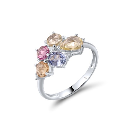 14KW Ring Blue Sapphire,Diamond,Pink Sapphire,Yellow Sapphire (R321000PSYS14KW)
