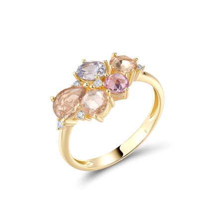 14KY Ring Blue Sapphire,Diamond,Pink Sapphire,Yellow Sapphire (R321000PSYS14KY)
