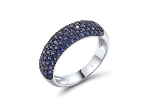 Sterling Silver w/ Black White Plating Ring Created Sapphire (R321025CRSSK925) - US 6