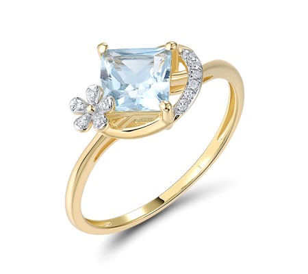 14KYW  Blue Topaz (Sky Blue) Ring  (R321070BKT14KYW)
