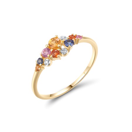 14KYW Ring Pink Sapphire,Blue Sapphire,Yellow Sapphire,Diamond,Orange Sapphire (R321073MUL14KYW) - US 7