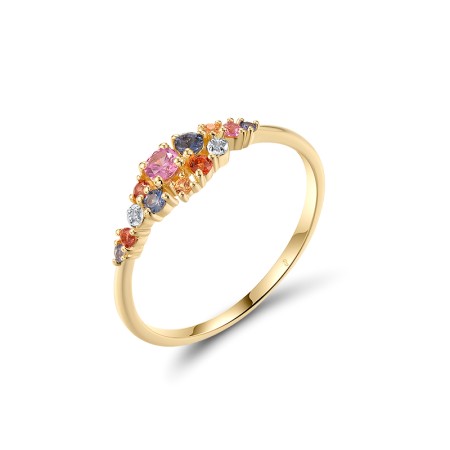 14KYW Ring Pink Sapphire,Blue Sapphire,Yellow Sapphire,Diamond,Orange Sapphire (R321075MUL14KYW) - US 7