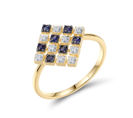14KYWB Ring Blue Sapphire,Diamond (R321083SAP14KYWB)