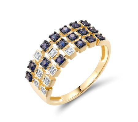 14KYWB Ring Diamond,Blue Sapphire (R321084SAP14KYWB)