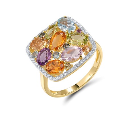 14KYW  Multi Colour Stone Ring(R321251MUL14KYW)