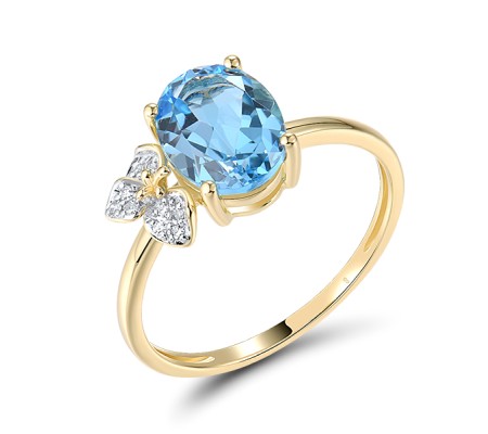 14KYW  Blue Topaz (Swiss Blue) Ring  (R321272BLT14KYW) - US 6