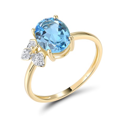 14KYW  Blue Topaz (Swiss Blue) Ring  (R321272BLT14KYW) - US 6