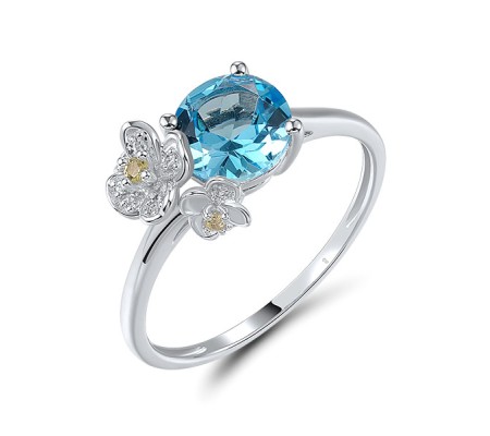 14KW  Blue Topaz,Peridot Ring  (R321276PDB14KW) - US 7