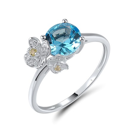 14KW  Blue Topaz,Peridot Ring  (R321276PDB14KW) - US 7