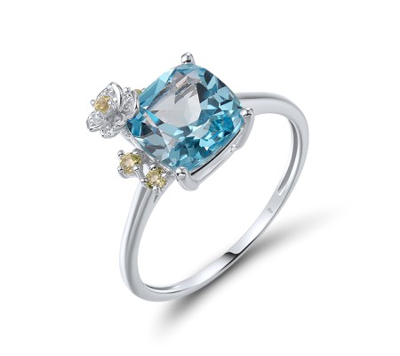 14KW  Blue Topaz,Peridot Ring  (R321278PDB14KW) - US 7