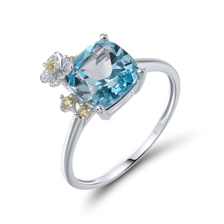 14KW  Blue Topaz,Peridot Ring  (R321278PDB14KW) - US 7