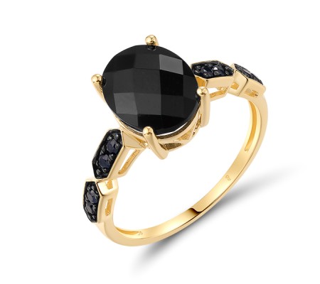 14KYB  Black Sapphire,Onyx Ring(R321303BAO14KYB)