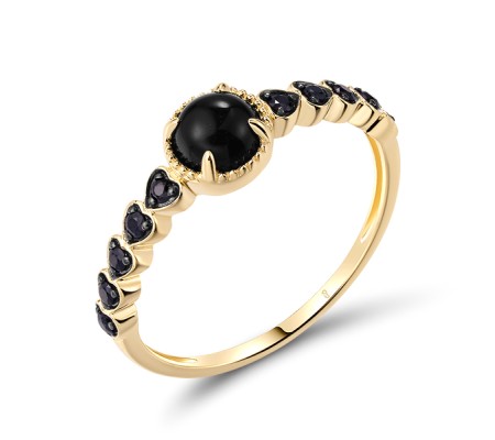 14KYB  Black Sapphire,Onyx Ring(R321305BAO14KYB)