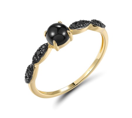14KYB  Black Sapphire,Onyx Ring(R321308BAO14KYB)