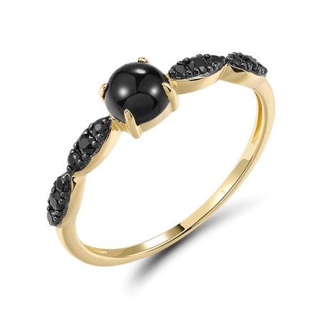 14KYB  Black Sapphire,Onyx Ring(R321308BAO14KYB)
