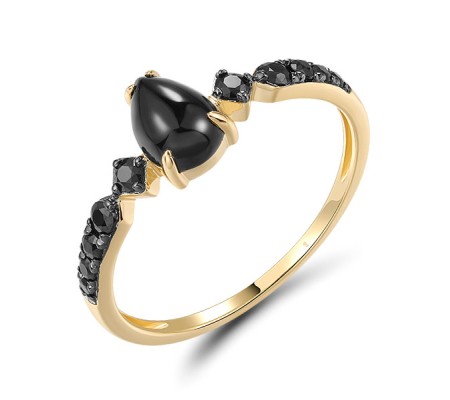 14KYB  Black Sapphire,Onyx Ring(R321309BAO14KYB)