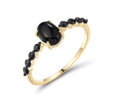 14KYB  Black Sapphire,Onyx Ring(R321312BAO14KYB)