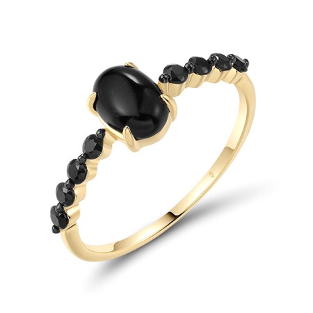 14KYB  Black Sapphire,Onyx Ring(R321312BAO14KYB)